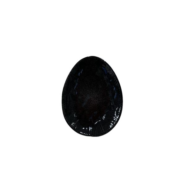 piattino ovale porta pane nero in ceramica kaleidos